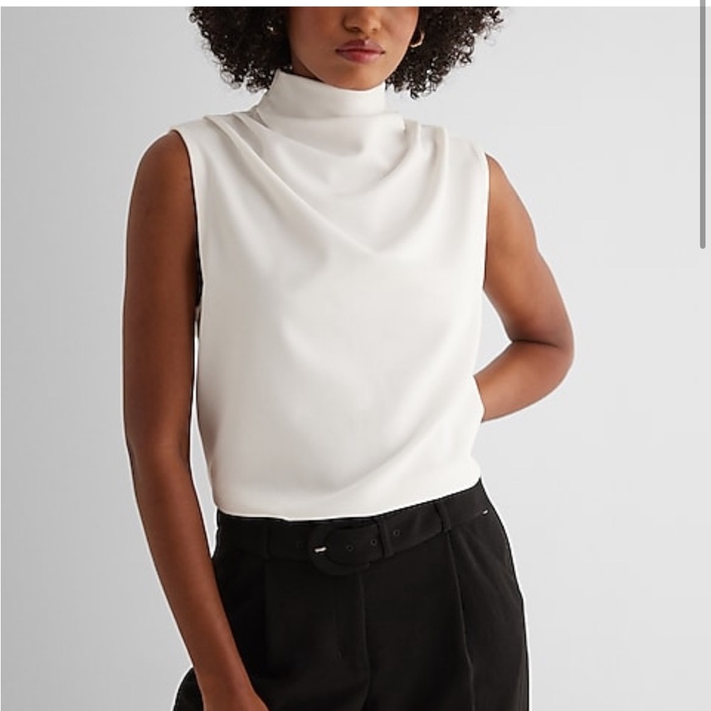 Express Skimming Mock Neck Draped Top